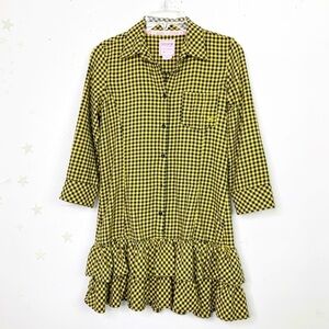 VICTORIA’S Secret pink gingham ruffled hem button-down mini dress